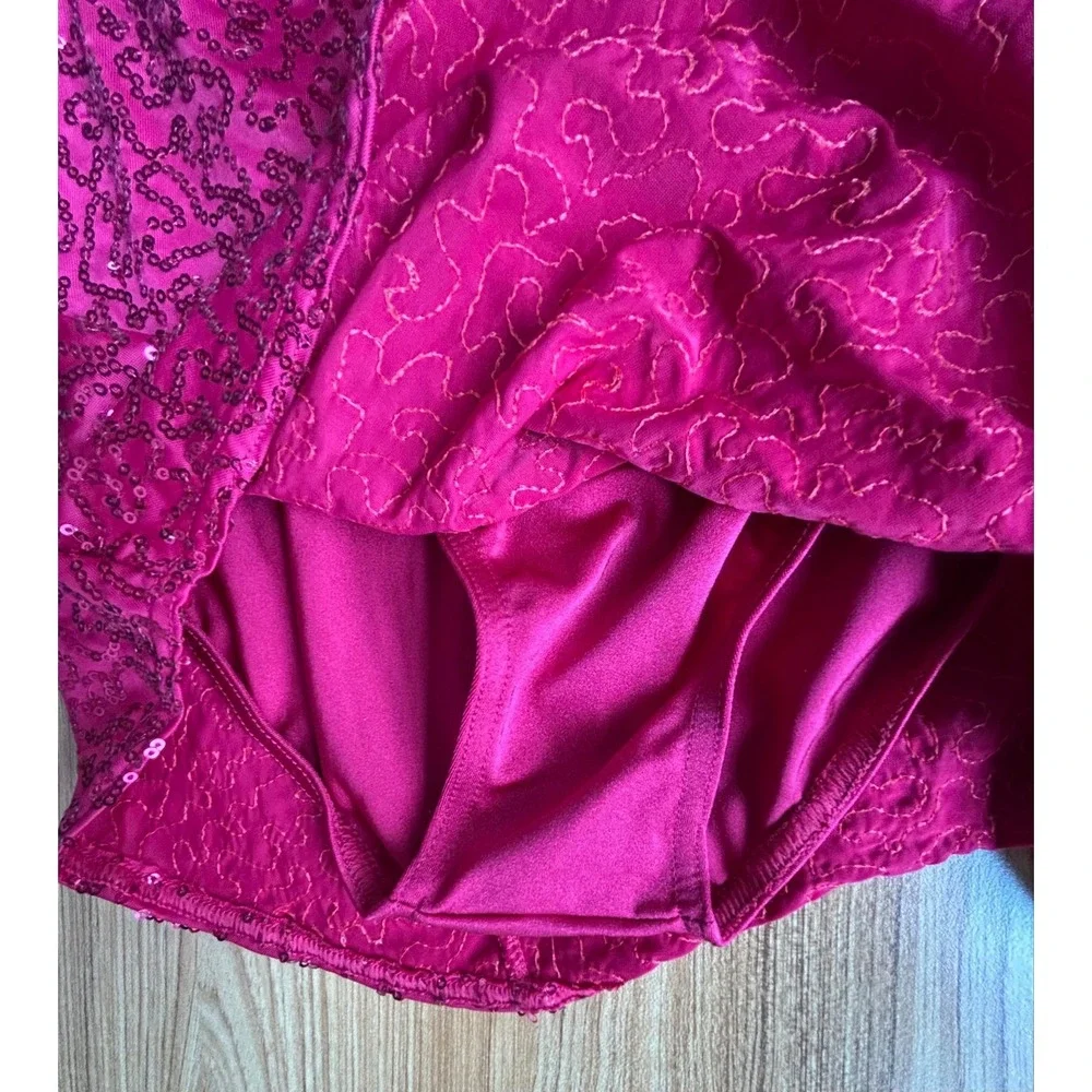 Girls Weissman Red Sequin Dance Leotard Size 1C
